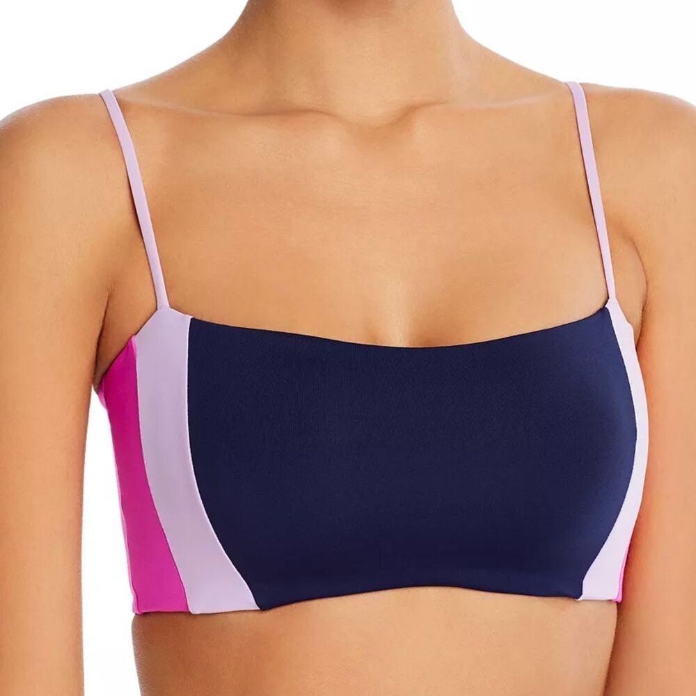 L*SPACE | Rebel Heart Colorblocked Bikini Top Pink Navy‎ Blue Lavender | Small